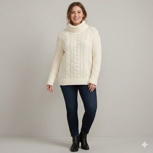 Gap Cream Cable Knit Turtleneck Sweater